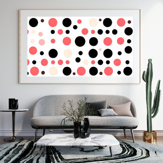Modern Abstract cirkelpatroon roze zwart Foto Afdruk