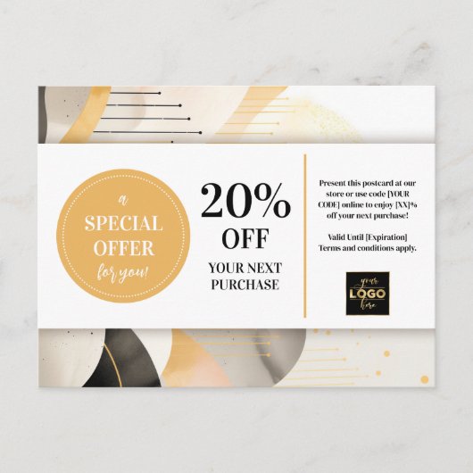 Modern Abstract Coupon Korting Briefkaart (Voorkant)