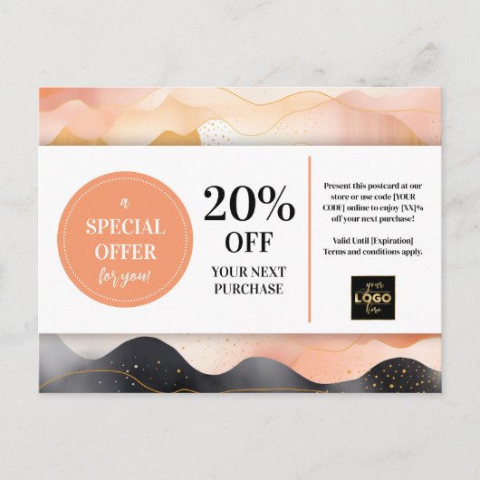 Modern Abstract Coupon Korting Briefkaart (Voorkant)