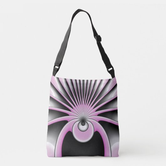 Modern Abstract Crazy Fractal Art Pattern Crossbody Tas (Achterkant)