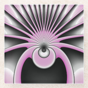 Modern Abstract Crazy Fractal Art Pattern Glazen Onderzetter