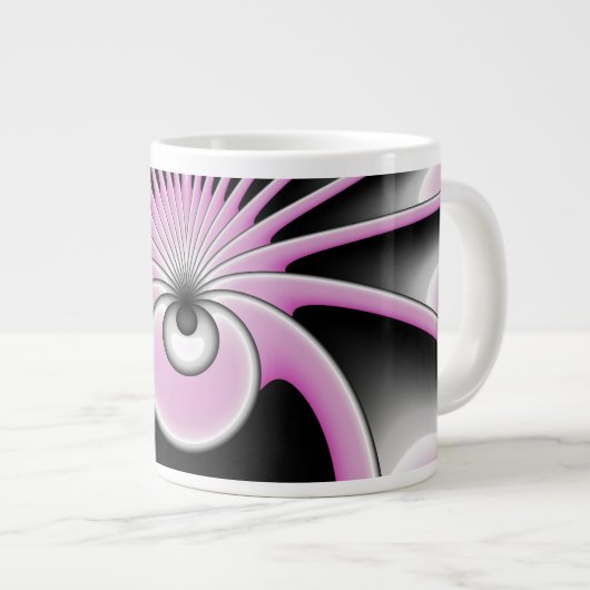 Modern Abstract Crazy Fractal Art Pattern Grote Koffiekop (Voorkant rechts)