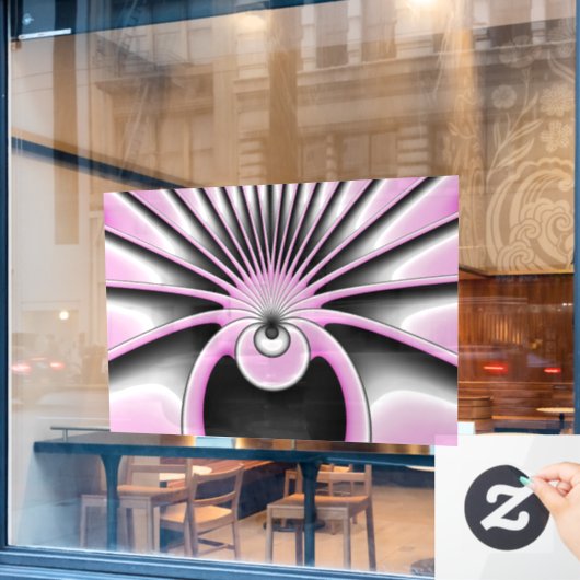 Modern Abstract Crazy Fractal Art Pattern Raamsticker (Cafe Raam)