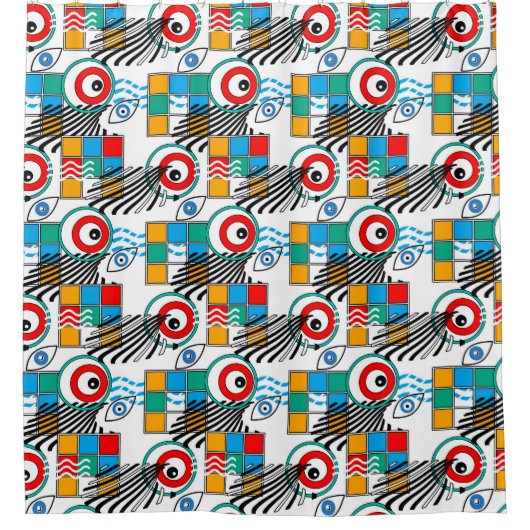 Modern abstract creatief multikleurig patroon douchegordijn (Voorkant)