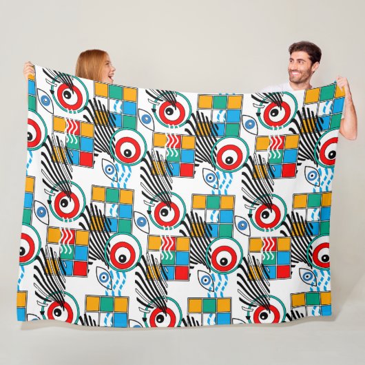 Modern abstract creatief multikleurig patroon fleece deken (In situ)