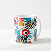 Modern abstract creatief multikleurig patroon koffiemok (Voorkant rechts)