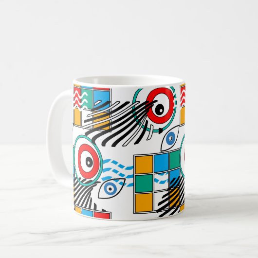 Modern abstract creatief multikleurig patroon koffiemok (Voorkant links)