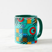 Modern abstract creatief multikleurig patroon mok (Voorkant rechts)