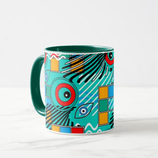Modern abstract creatief multikleurig patroon mok (Voorkant links)