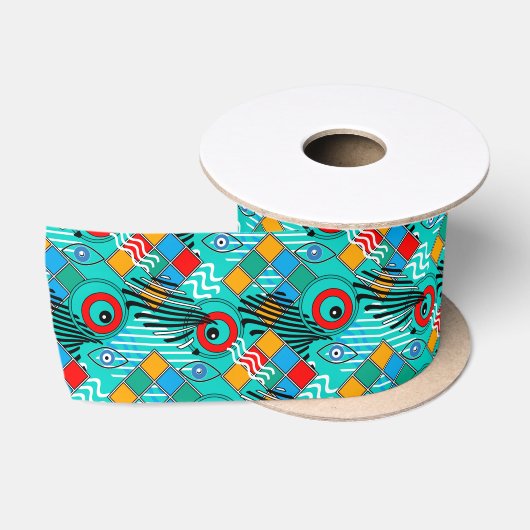Modern abstract creatief multikleurig patroon satijnen lint (Spoel)