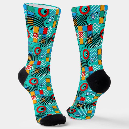 Modern abstract creatief multikleurig patroon sokken (Gebogen)