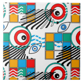 Modern abstract creatief multikleurig patroon tegeltje
