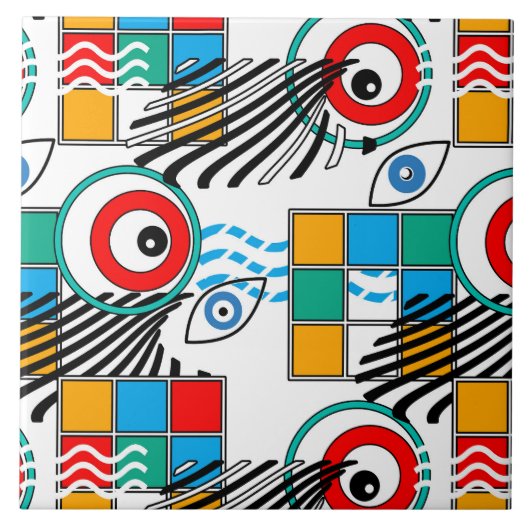 Modern abstract creatief multikleurig patroon tegeltje (Voorkant)