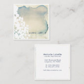 Modern Abstract Crème & Blauwe Waterverf Wassen Vierkante Visitekaartje (Voorkant / Achterkant)