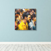 Modern Abstract Crowd Faces Expressionism Vibrant Canvas Afdruk (Insitu (Houten vloer))