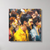 Modern Abstract Crowd Faces Expressionism Vibrant Canvas Afdruk (Voorkant)