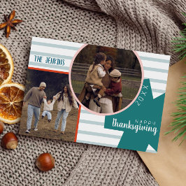 Modern Abstract Cute Colourful Thanksgiving Photo Feestdagenkaart