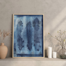 Modern Abstract Cyaan Blauw Botanisch Poster