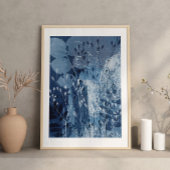 Modern Abstract Cyanotype Blauw Botanisch Poster