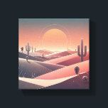 Modern Abstract Desert Landscape - Geometric Sunse Canvas Afdruk<br><div class="desc">A captivating minimalist landscape featuring stylized sand dunes and Saguaro cacti under a large, glowing geometric sun. The design uses a sophisticated palette of dusty rose, terracotta, and slate blue, with clean topographic lines adding a sense of texture and depth. This contemporary desert-chic artwork is perfect for adding a warm,...</div>