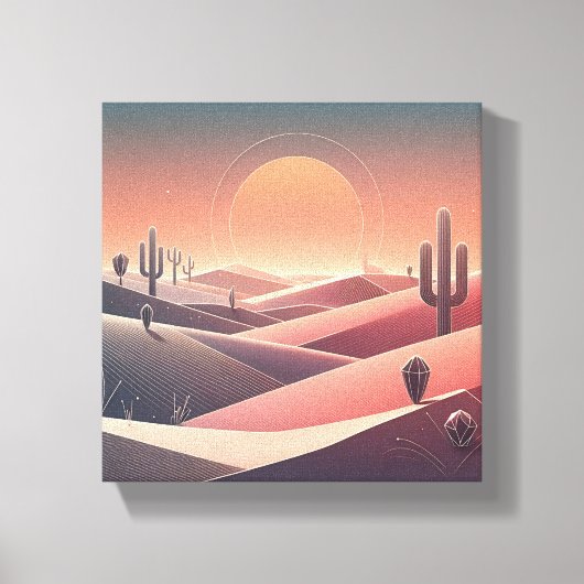 Modern Abstract Desert Landscape - Geometric Sunse Canvas Afdruk (Voorkant)