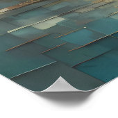 Modern Abstract Design Goud en Blauwe Tonen II Poster (Hoek)