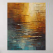 Modern Abstract Design Goud en Blauwe Tonen II Poster (Voorkant)