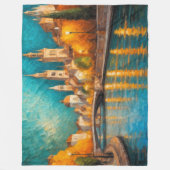 Modern Abstract Design Goud Sinaasappel Blauw Euro Fleece Deken (Voorkant)