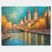 Modern Abstract Design Goud Sinaasappel Blauw Euro Fleece Deken (Voorkant (Horizontaal))