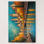 Modern Abstract Design Goud Sinaasappel Blauw Euro Legpuzzel (Verticaal)