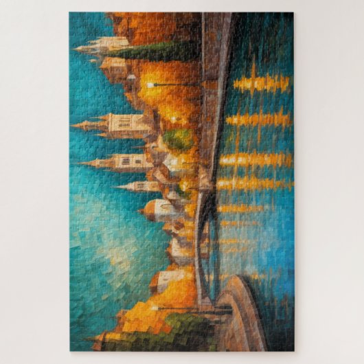 Modern Abstract Design Goud Sinaasappel Blauw Euro Legpuzzel (Verticaal)