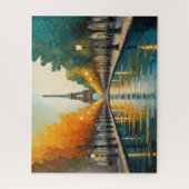 Modern Abstract Design Goud Sinaasappel Blauw Euro Legpuzzel (Verticaal)