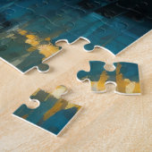 Modern Abstract Design Goud Sinaasappel Blauw Euro Legpuzzel (Zijkant)