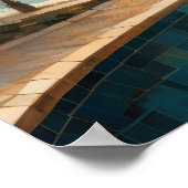 Modern Abstract Design Goud Sinaasappel Blauw Euro Poster (Hoek)