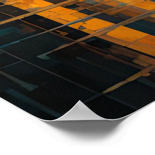 Modern Abstract Design Goud Sinaasappel Blauw Euro Poster (Hoek)