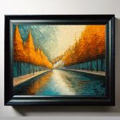 Modern Abstract Design Goud Sinaasappel Blauw Euro Poster