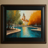 Modern Abstract Design Goud Sinaasappel Blauw Euro Poster