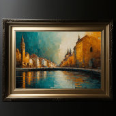 Modern Abstract Design Goud Sinaasappel Blauw Euro Poster