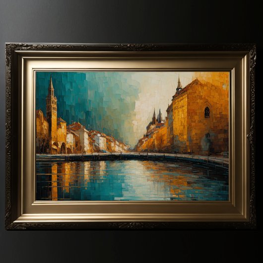 Modern Abstract Design Goud Sinaasappel Blauw Euro Poster