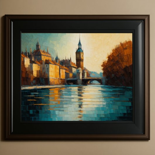 Modern Abstract Design Goud Sinaasappel Blauw Euro Poster