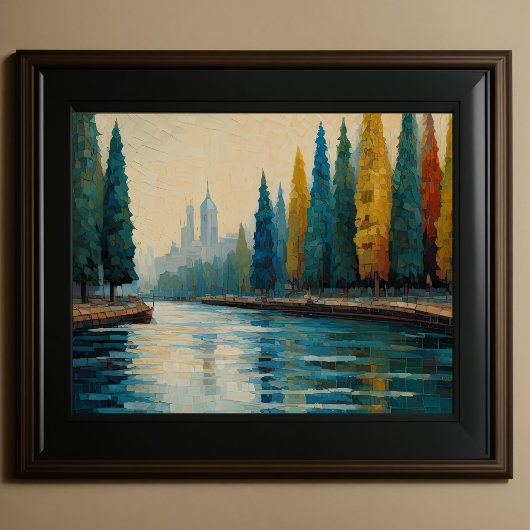 Modern Abstract Design Goud Sinaasappel Blauw Euro Poster