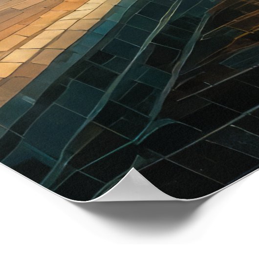 Modern Abstract Design Goud Sinaasappel Blauw Euro Poster (Hoek)