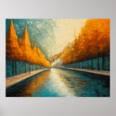 Modern Abstract Design Goud Sinaasappel Blauw Euro Poster (Voorkant)