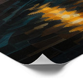 Modern Abstract Design Goud Sinaasappel Blauw Euro Poster (Hoek)