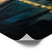 Modern Abstract Design Goud Sinaasappel Blauw Euro Poster (Hoek)