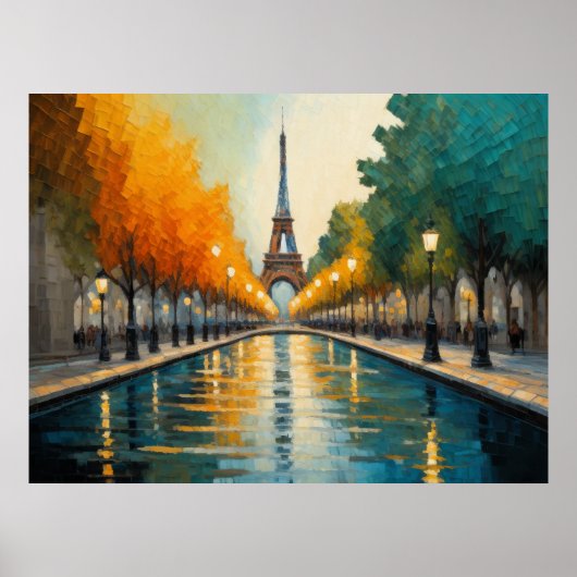 Modern Abstract Design Goud Sinaasappel Blauw Euro Poster (Voorkant)