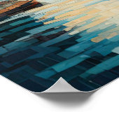 Modern Abstract Design Goud Sinaasappel Blauw Euro Poster (Hoek)