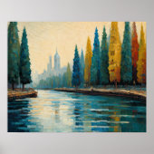 Modern Abstract Design Goud Sinaasappel Blauw Euro Poster (Voorkant)