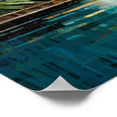 Modern Abstract Design Goud Sinaasappel Blauw Euro Poster (Hoek)