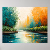 Modern Abstract Design Goud Sinaasappel Blauw Euro Poster (Voorkant)